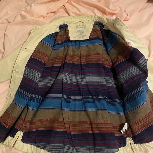 L.L. Bean Cream Jacket with Flannel Lining - Picture 1 of 2